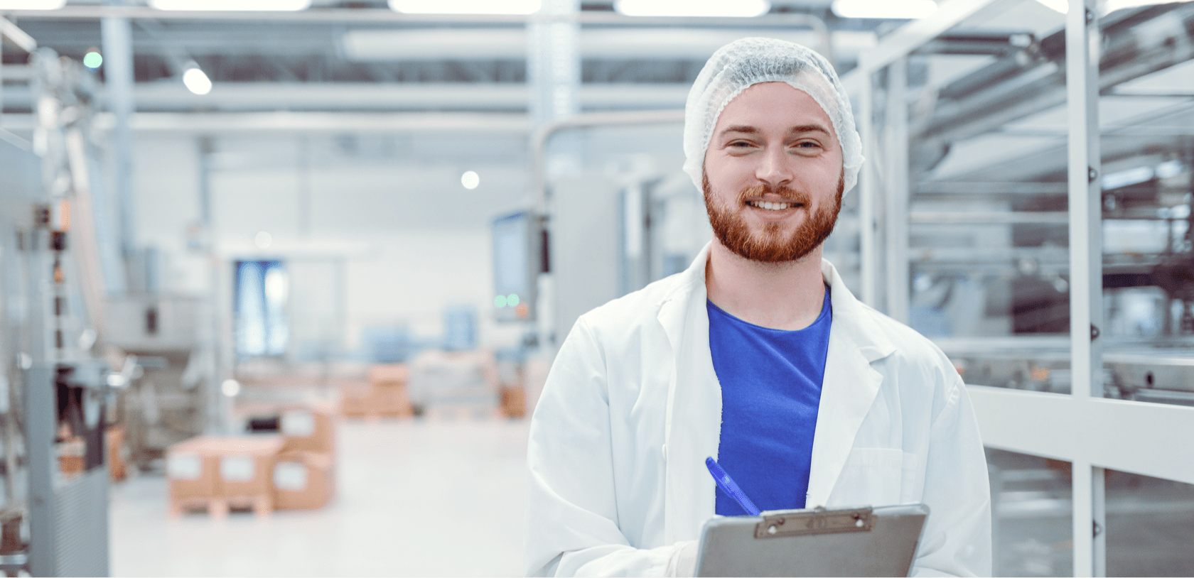 Happy employee on a lab