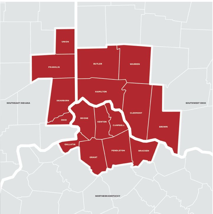 The Cincinnati Region MSA Map