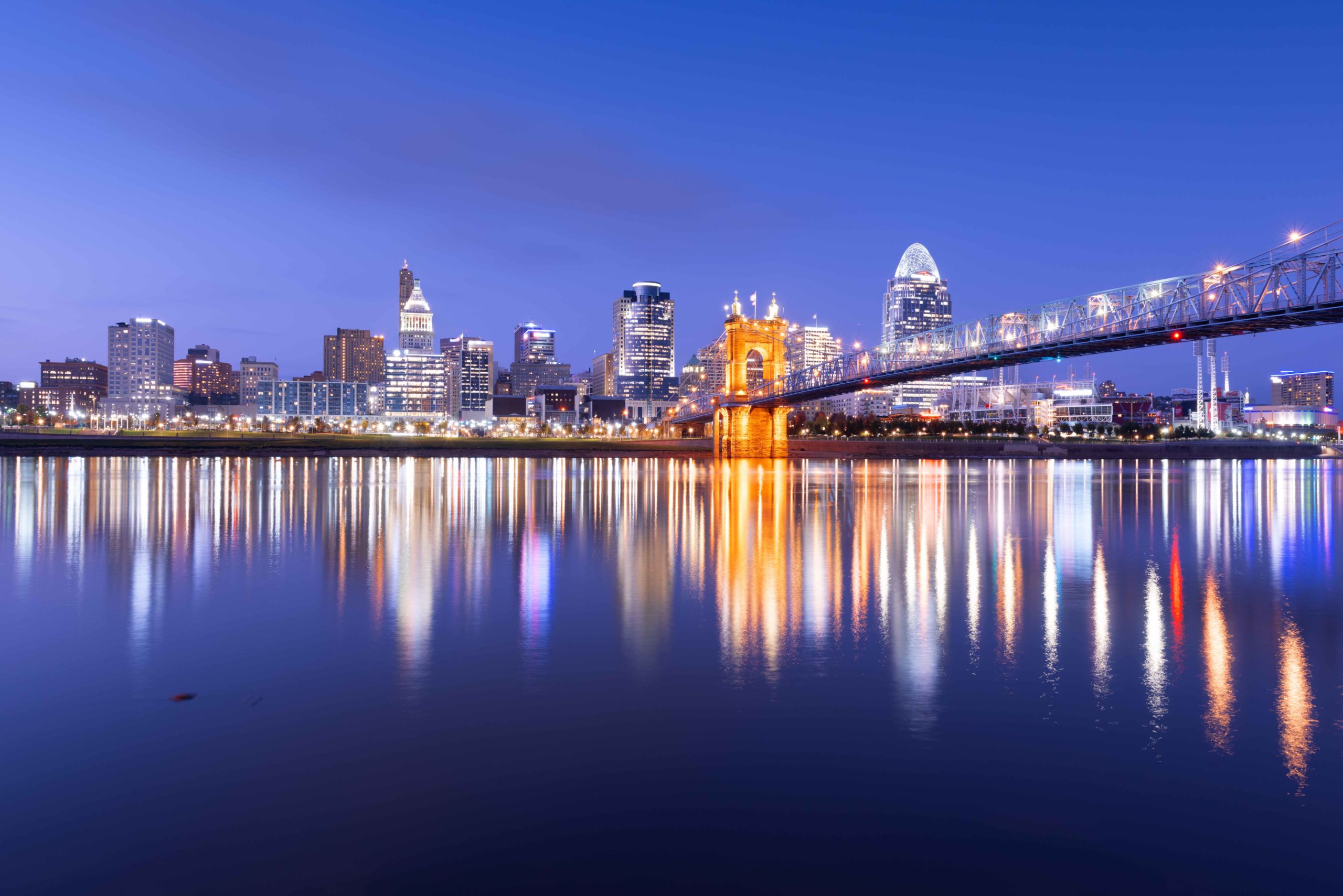 Cincinnati skyline with reflection