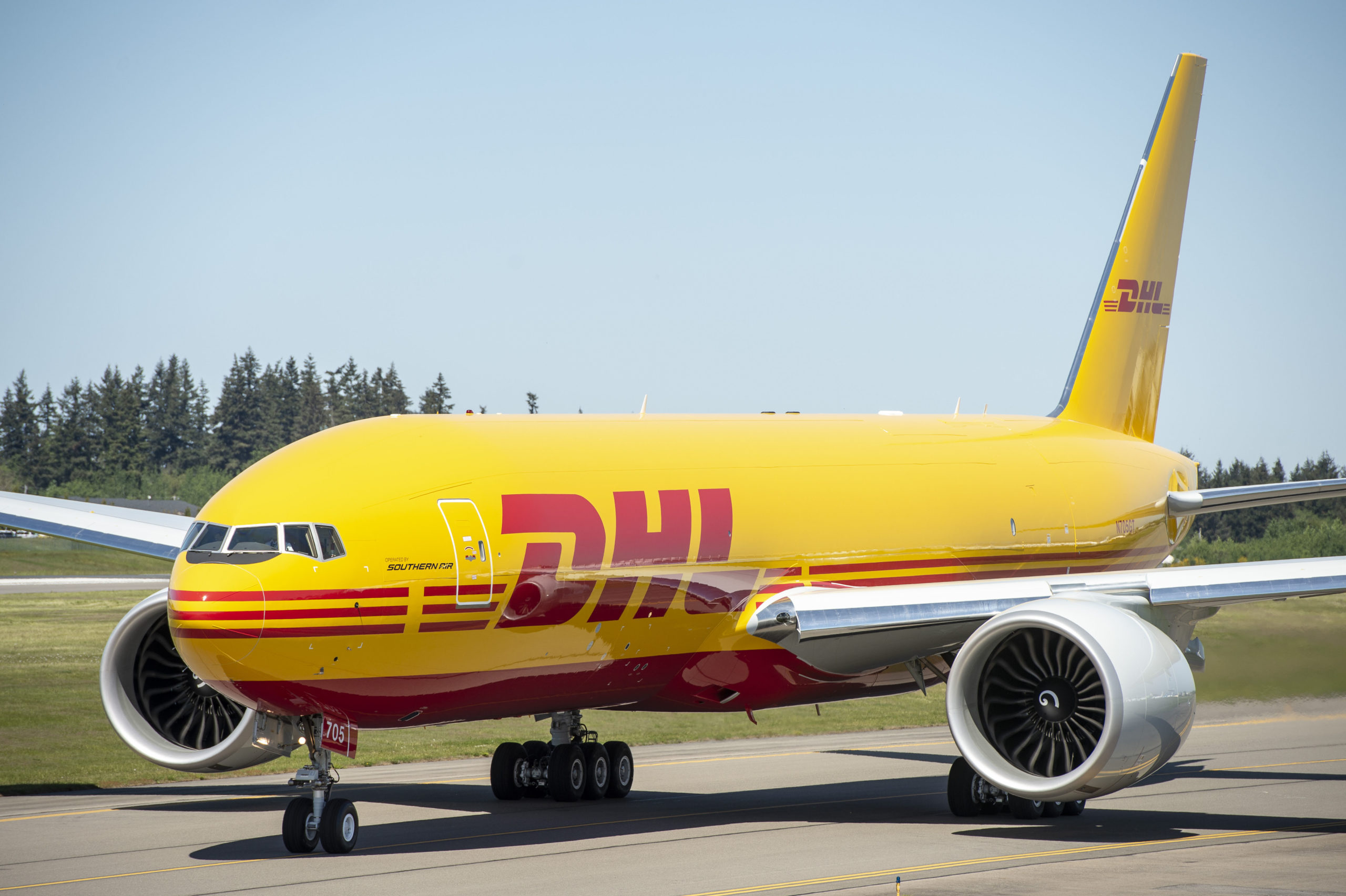 DHL cargo plane taxiing.