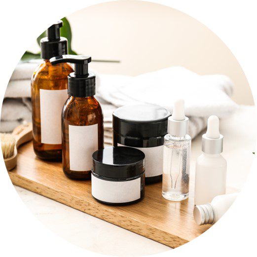 beauty supplies sitting on a sink